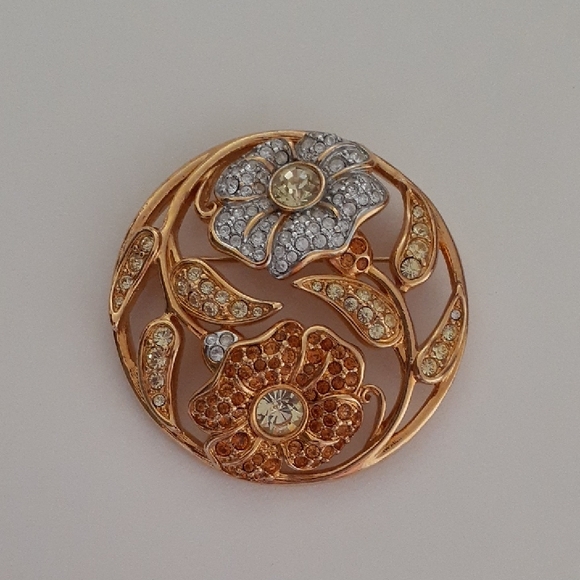 Authentic Swarovski Crystal Swan Stamped 2001 Flower Brooch E103 - Picture 4 of 17